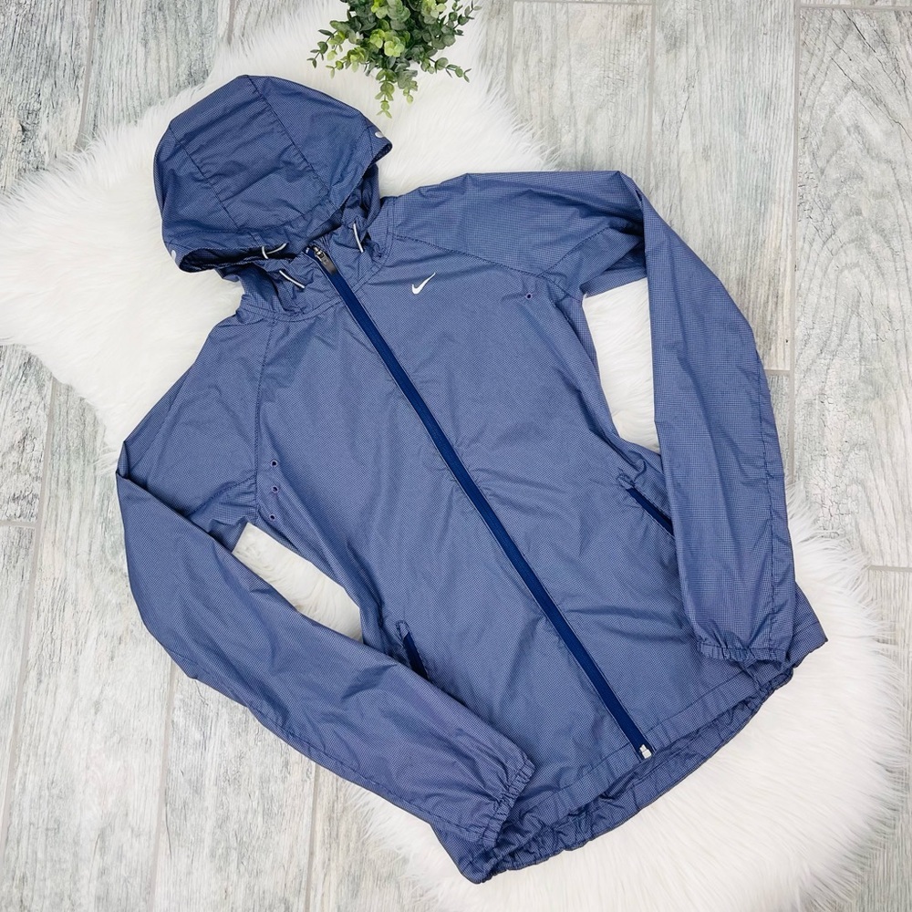 Nike Purple Checkered Square Packable Light Weight Windbreaker Jacket